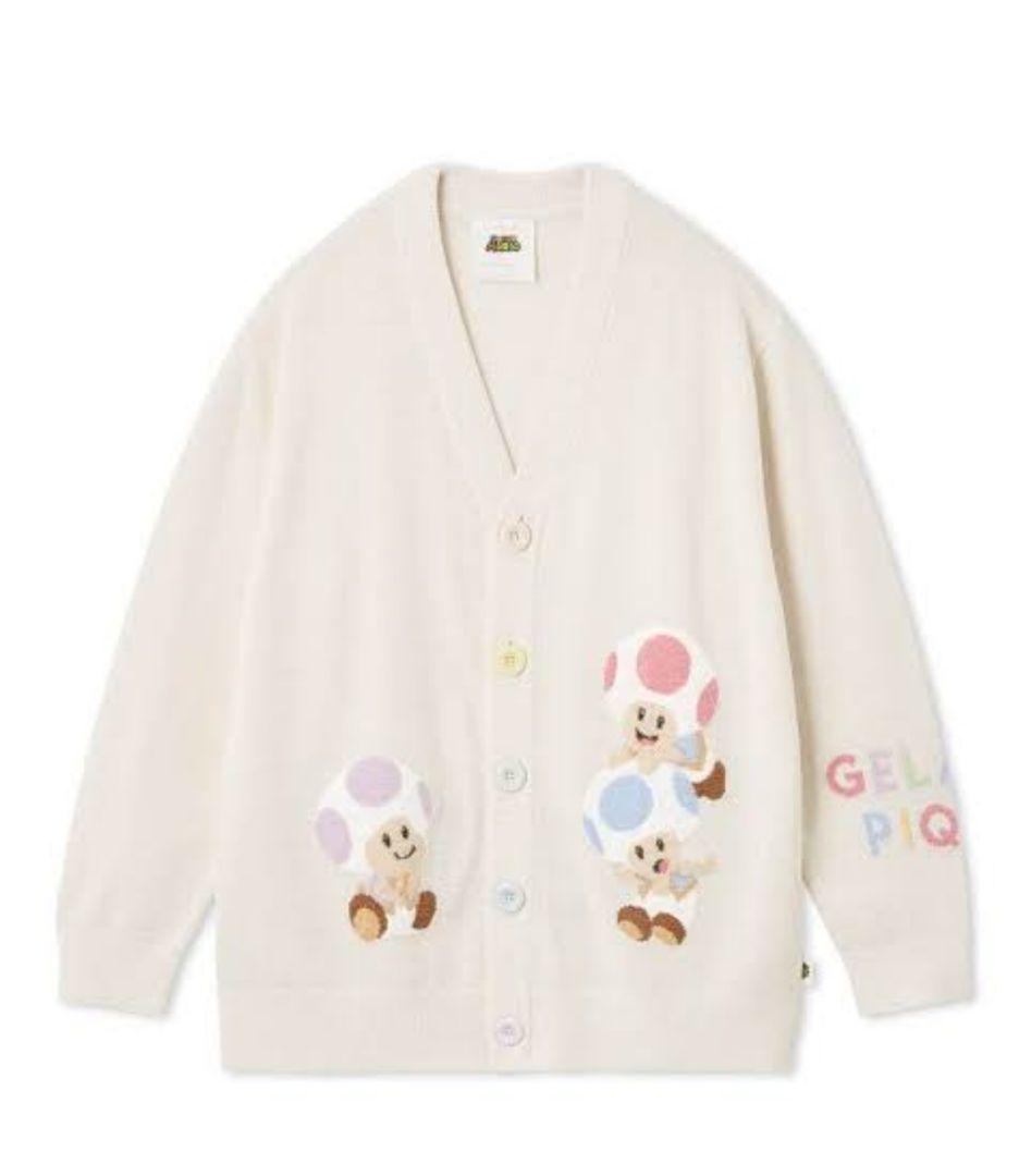 gelatopique コラボ マリオ キノピオ　ジャガードカーディガン