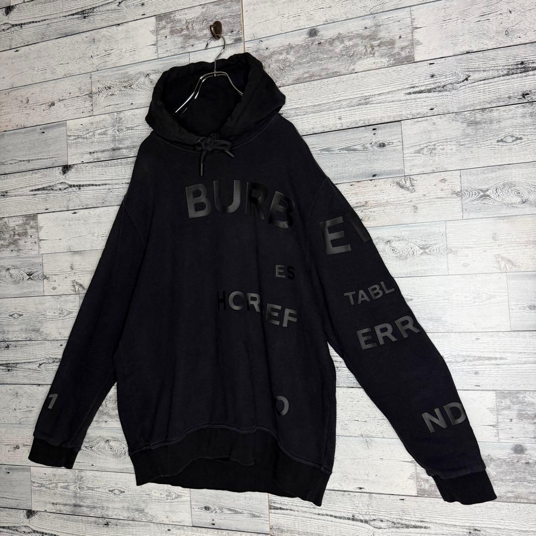 【希少XLサイズ】バーバリー☆ ホースフェリー ビッグロゴ パーカー ブラック.