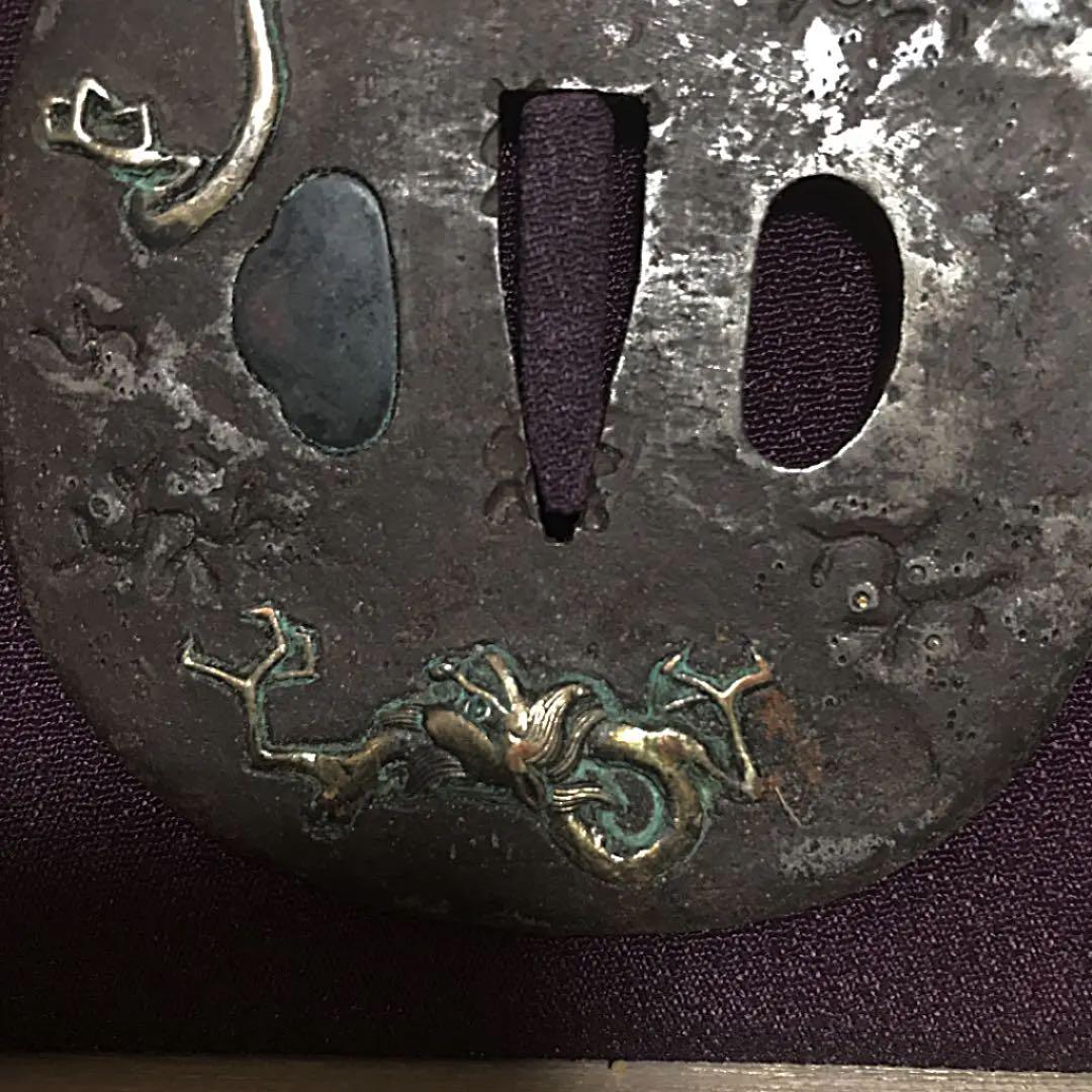 コレクター所蔵　飛竜図（雨龍図）刀鍔　江戸期〜保証