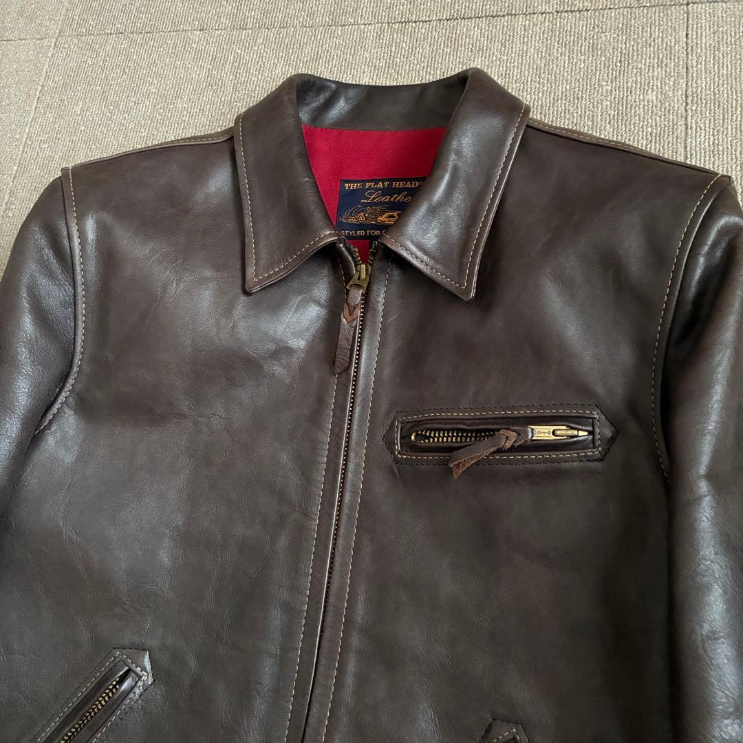 最終価格 フラットヘッド ホースハイド シングルジャケット 茶 38 レザー