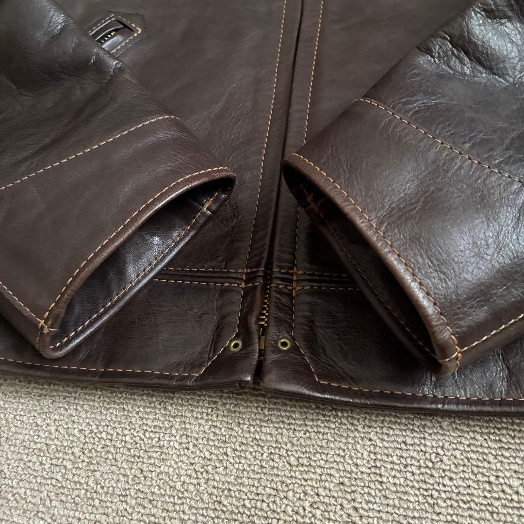 最終価格 フラットヘッド ホースハイド シングルジャケット 茶 38 レザー