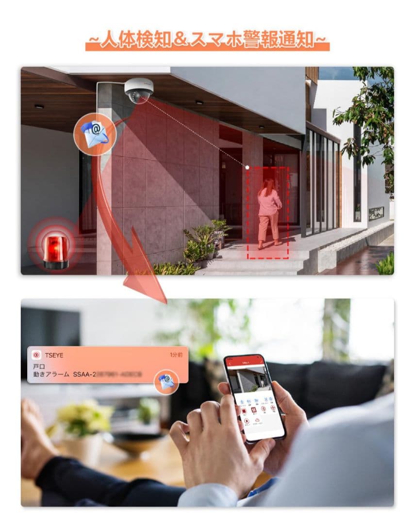 JENNOV 防犯カメラ 屋外 poeドーム型防犯カメラ 500万画素