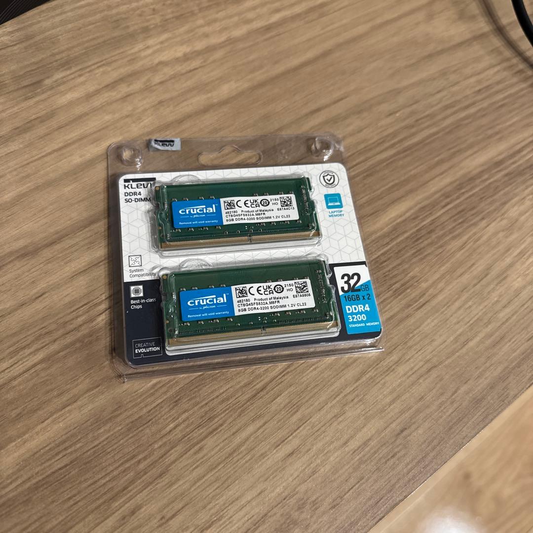 crucial 8GB DDR4-3200 SODIMM 2枚セット