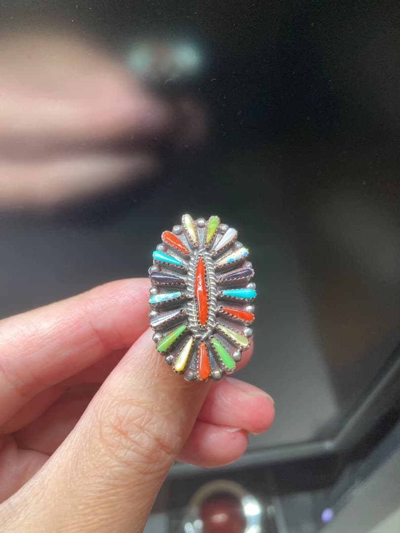 からか インディアン マルチストーン ニードルポイント リング