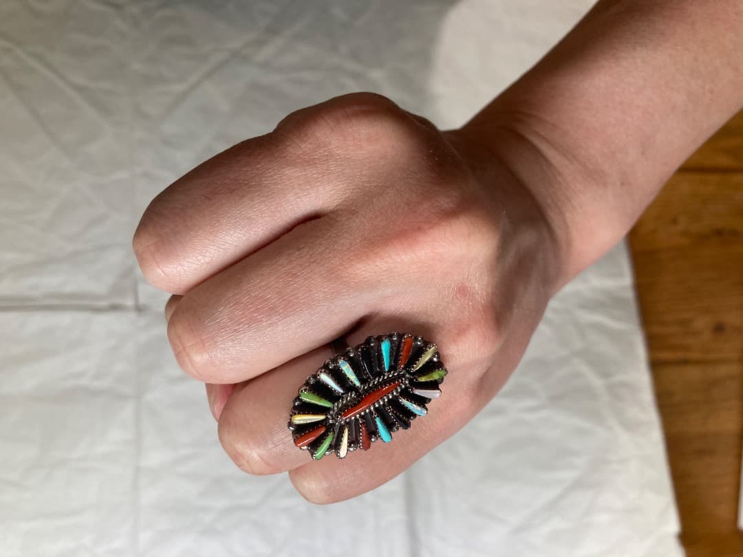 からか インディアン マルチストーン ニードルポイント リング