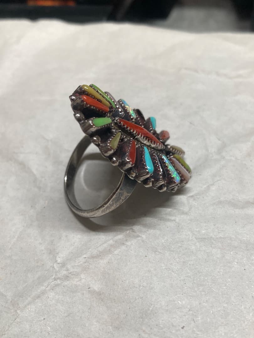 からか インディアン マルチストーン ニードルポイント リング