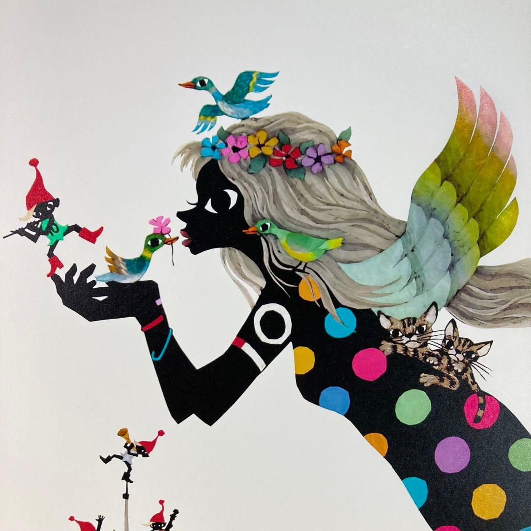 【真作保証】藤城清治「天使の少女」レフグラフファイン 直筆サイン 版画 額装