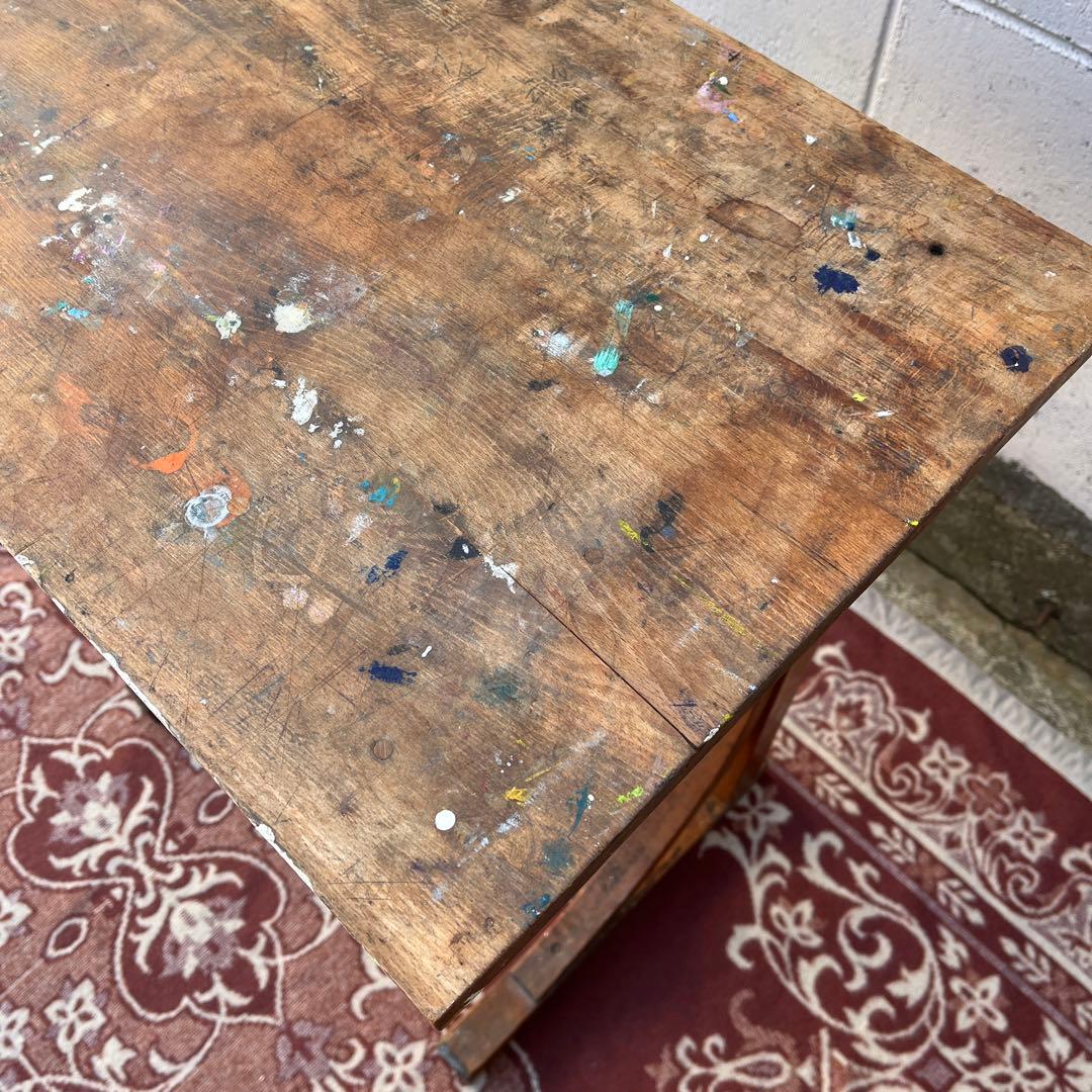 古家具アンティーク品◾️昔の古い木製机 サイドテーブル ディスプレイ台