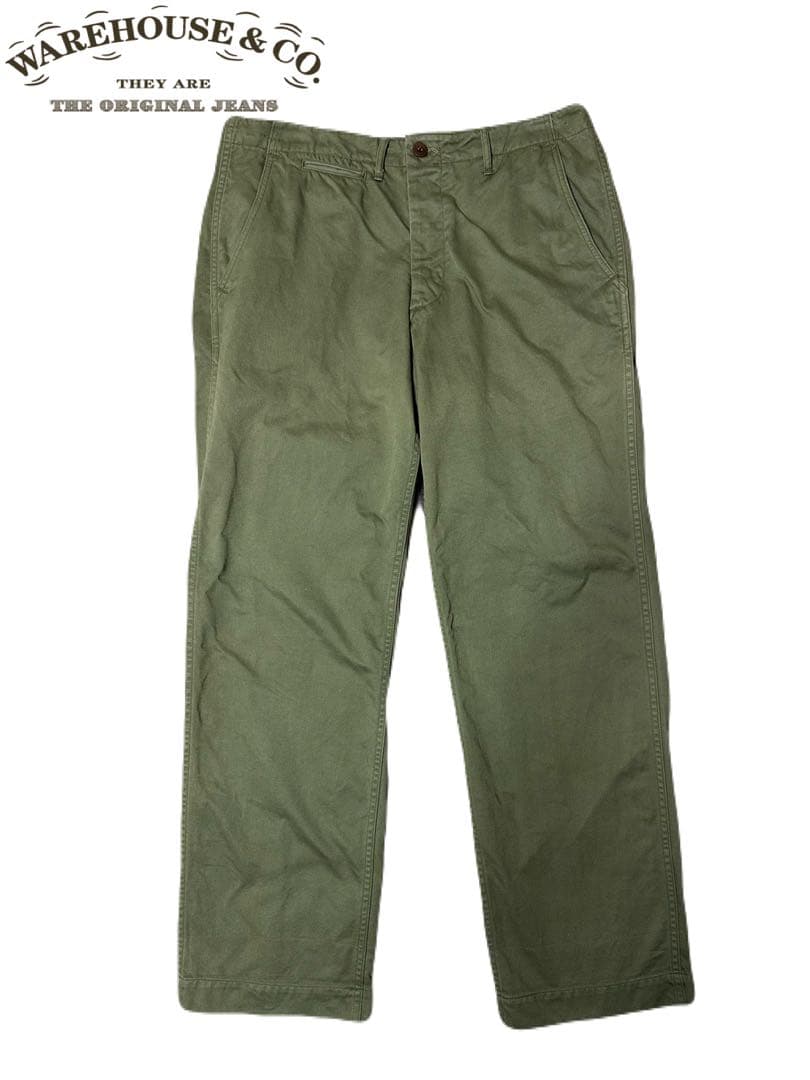 WAREHOUSE duck digger 1082 グリーン チノ サイズ34
