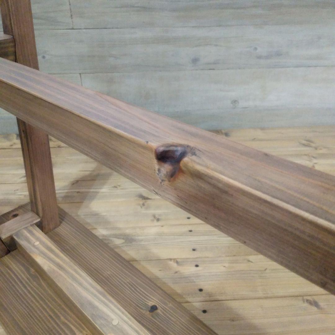 ※キズ有り　ハンドメイド木製ベンチ　幅100㎝　座面高45㎝　アンティークグレー