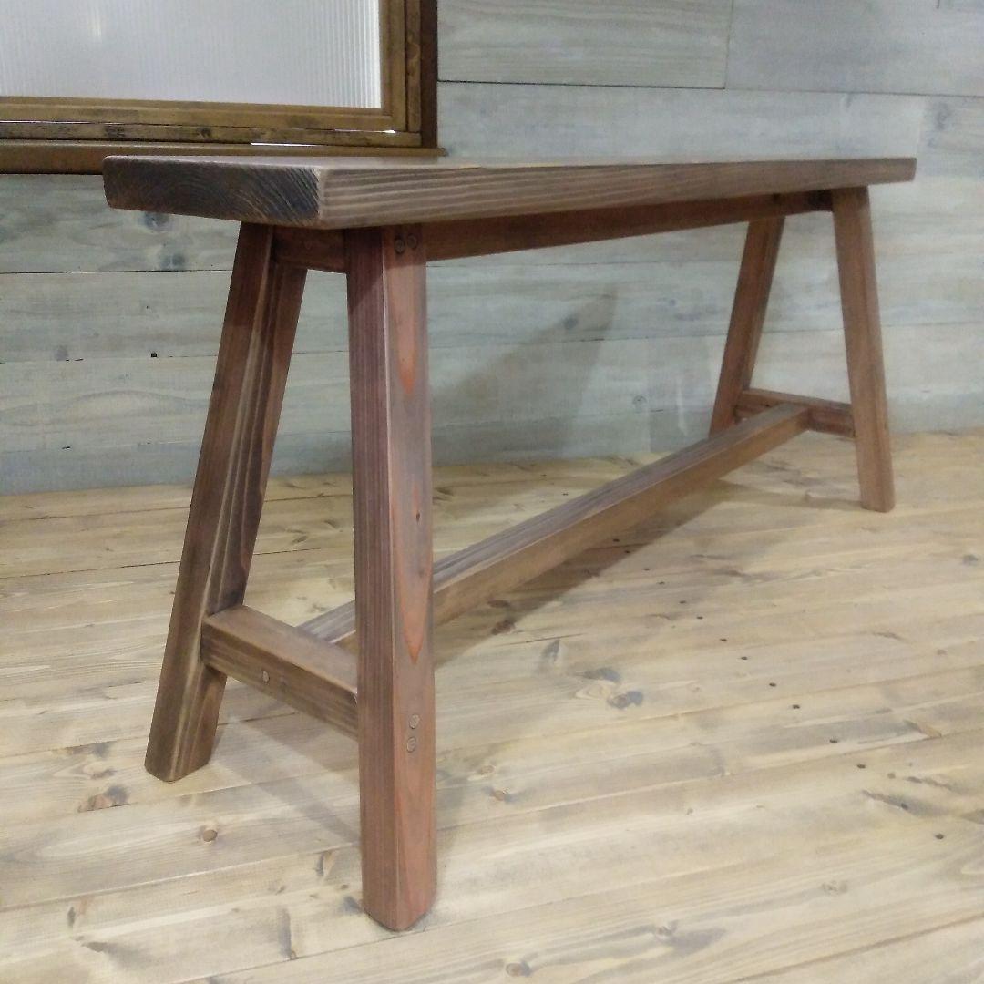 ※キズ有り　ハンドメイド木製ベンチ　幅100㎝　座面高45㎝　アンティークグレー