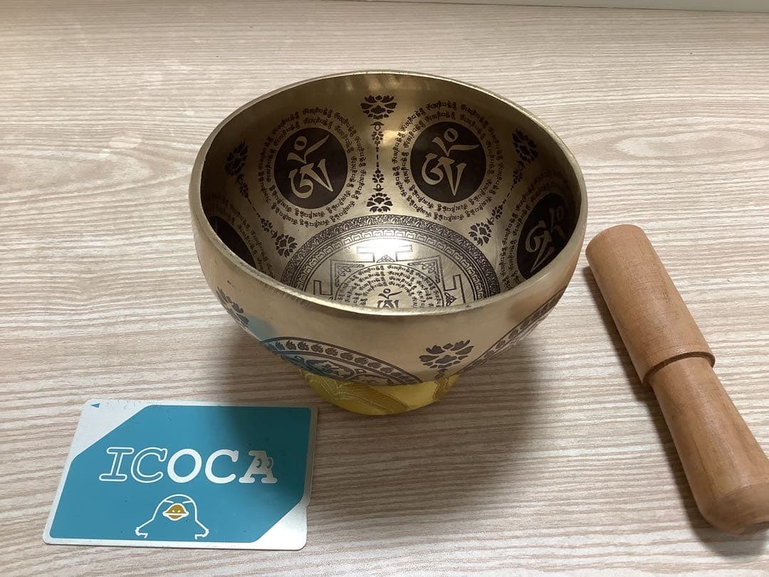 《 チベット密教　新品 》 シンギングボウル　カービング仕様　3点セット　75