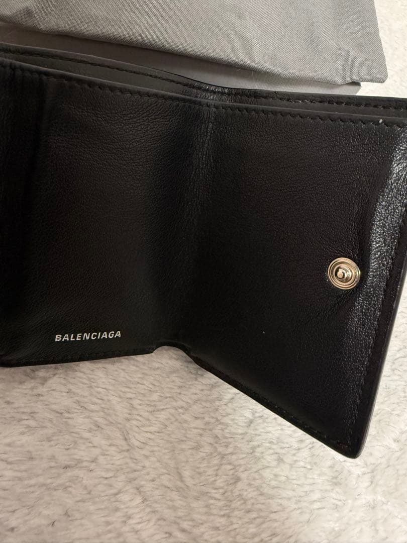 BALENCIAGA バレンシアガ ペーパーミニウォレット ブラック レザー