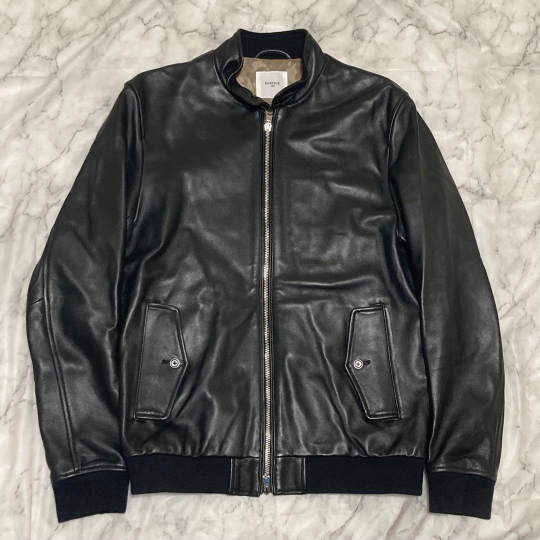 Edifice【高年式モデル】羊革 ラムレザー 黒 ブラック シングルライダース
