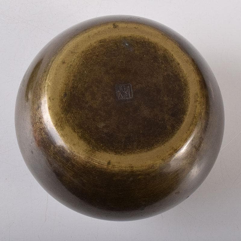 茶道具　唐銅　茶こぼし　建水　在銘　V　7608