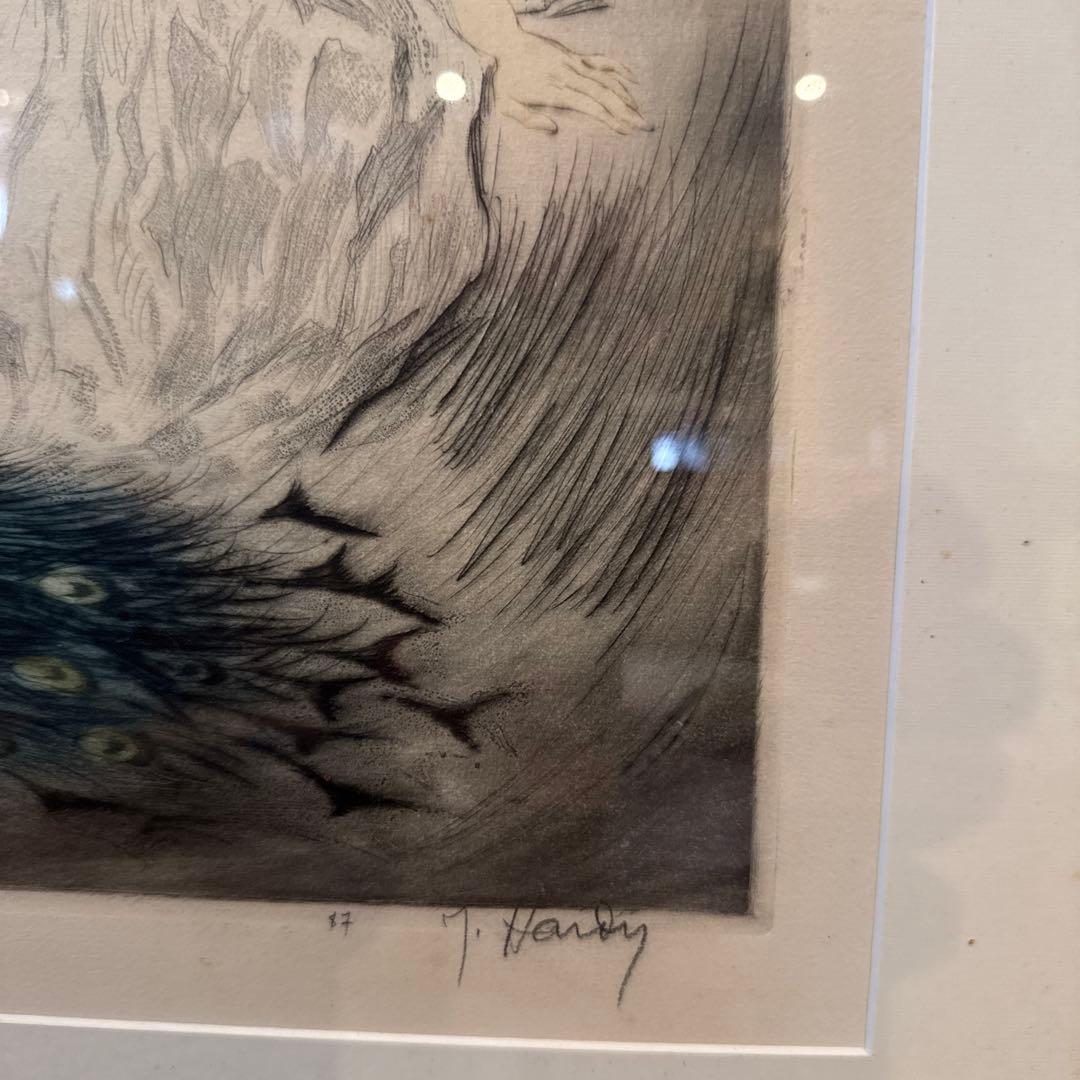 jean hardy リトグラフ　Lady with Peacock