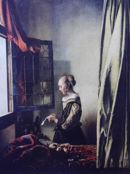 ヨハネス・フェルメール、【窓辺で手紙を読む娘】、希少豪華画集画