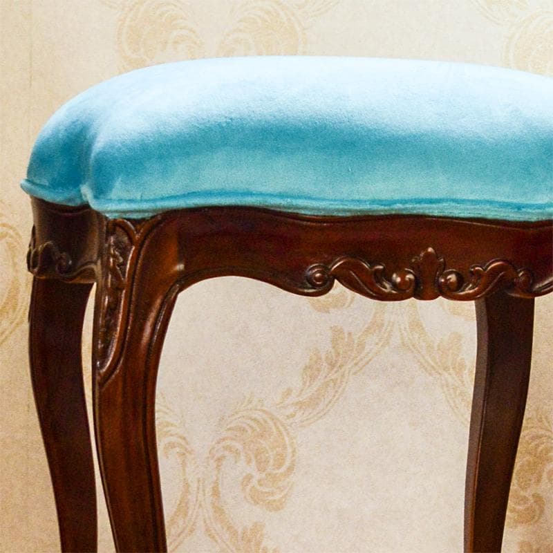 値下げ! マホガニー ロココ調　猫足スツール　モケット　匿名配送　明るいブルー