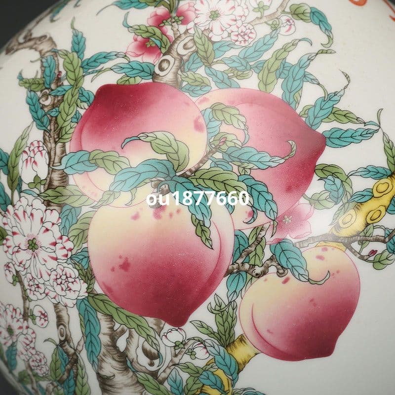 清乾隆粉彩福寿九桃天球瓶 景徳鎮 陶磁器 装飾品 現代工芸品 美術品 置物