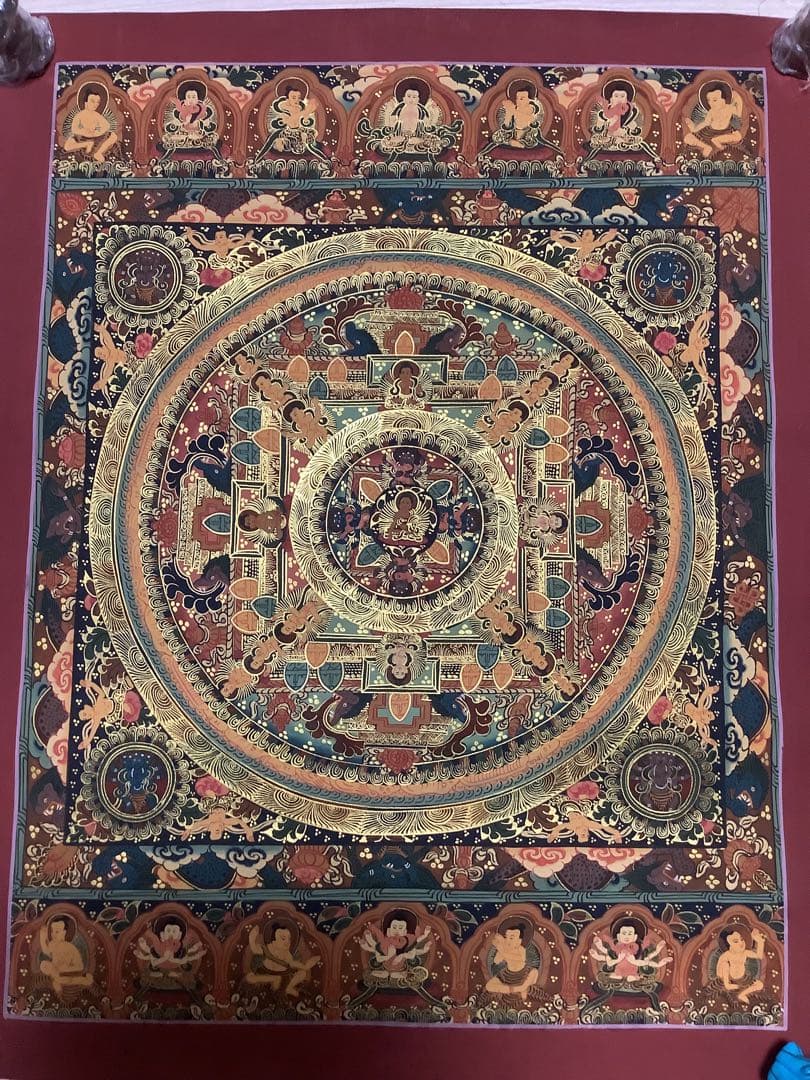 《 チベット密教　新品　1点物 》 手描き　曼荼羅　仏陀　釈迦　仏教　仏画　a4