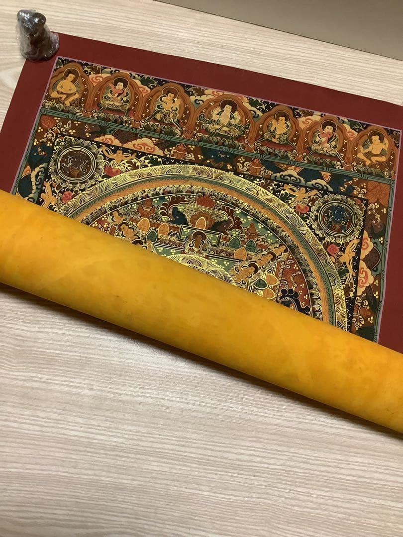 《 チベット密教　新品　1点物 》 手描き　曼荼羅　仏陀　釈迦　仏教　仏画　a4