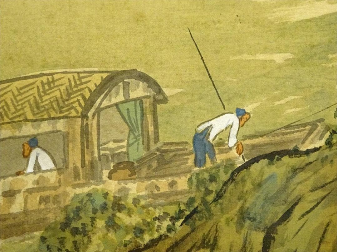 掛軸 井口華秋『支那山水図』中国山水 絹本 肉筆 無地箱付 掛け軸 a11204