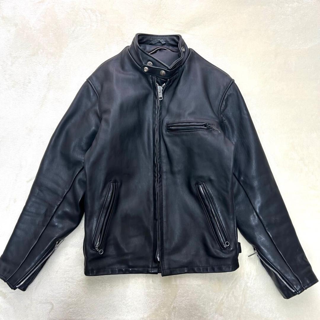 美品✨　ショット　641　シングルライダース　ブラック　立ち襟　34