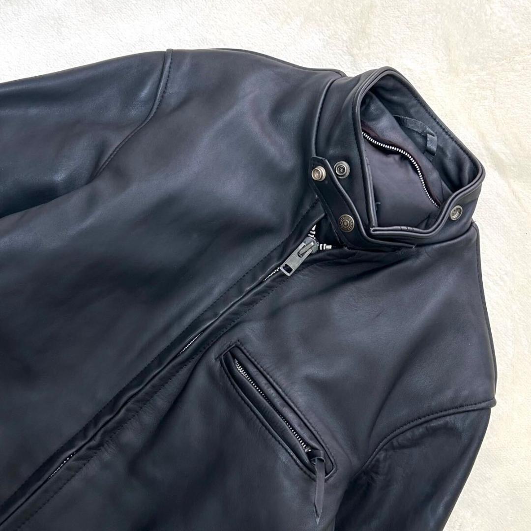 美品✨　ショット　641　シングルライダース　ブラック　立ち襟　34