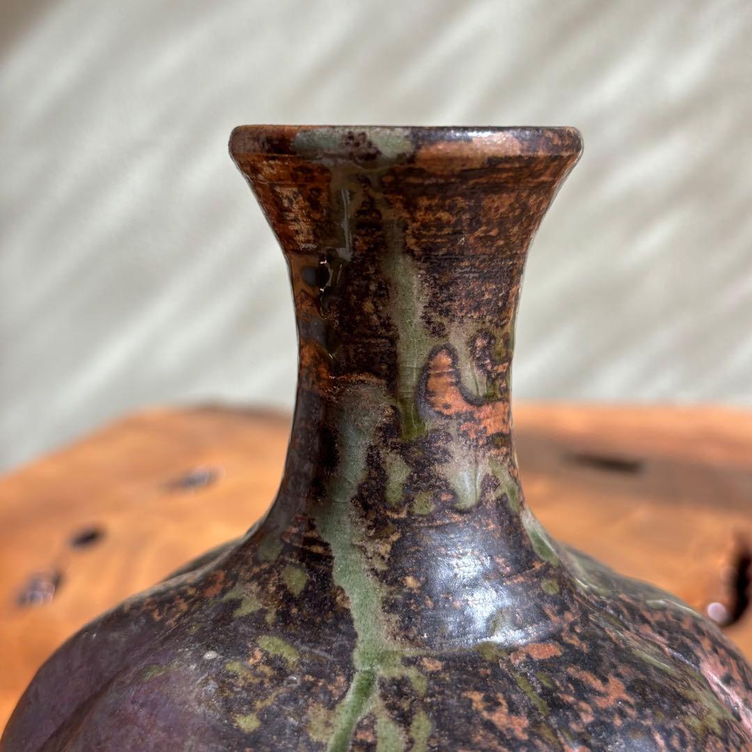 釜変 「瓜形瓶」市野茂良 丹波焼 丹窓窯 花瓶 共箱