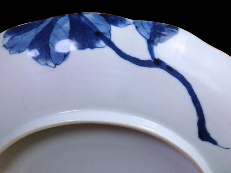 DAj 古伊万里　染付　菊花紋様の図　７寸皿