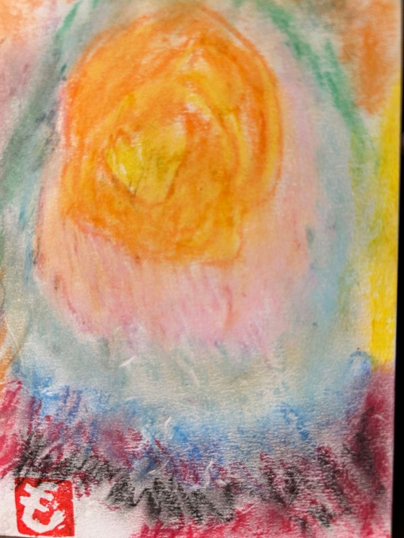 パステル画 オレンジと黄色のグラデーション