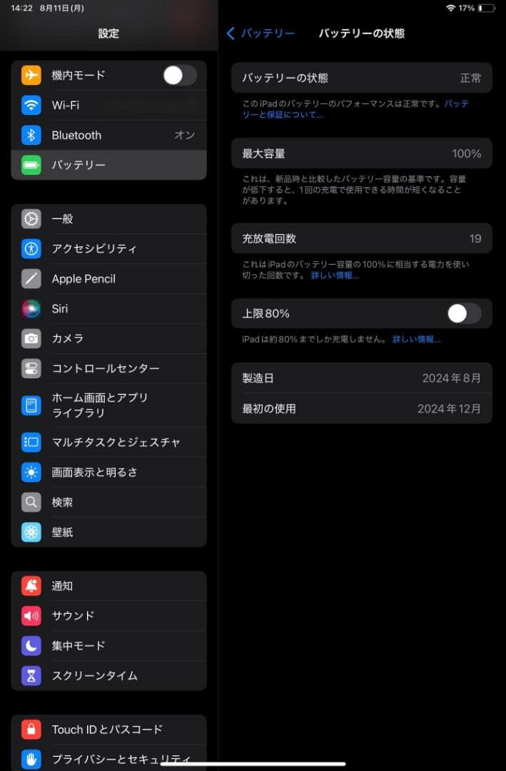 美品 iPad mini 7世代 A17 Pro 128GB Wi-Fi