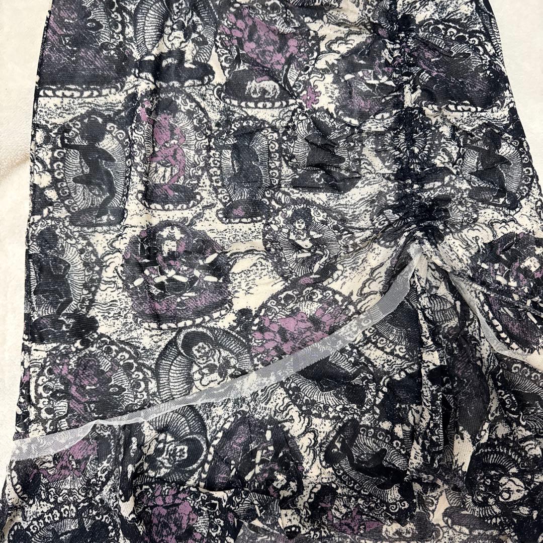 VIVIENNE TAM フレアスカート 黒と紫のパターン サイズ0