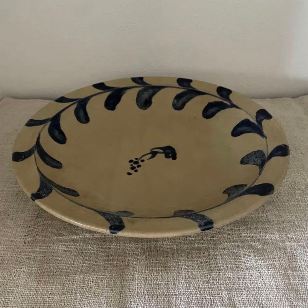 沖縄　大嶺實清　1980年代作品　黍紋様染め付け皿