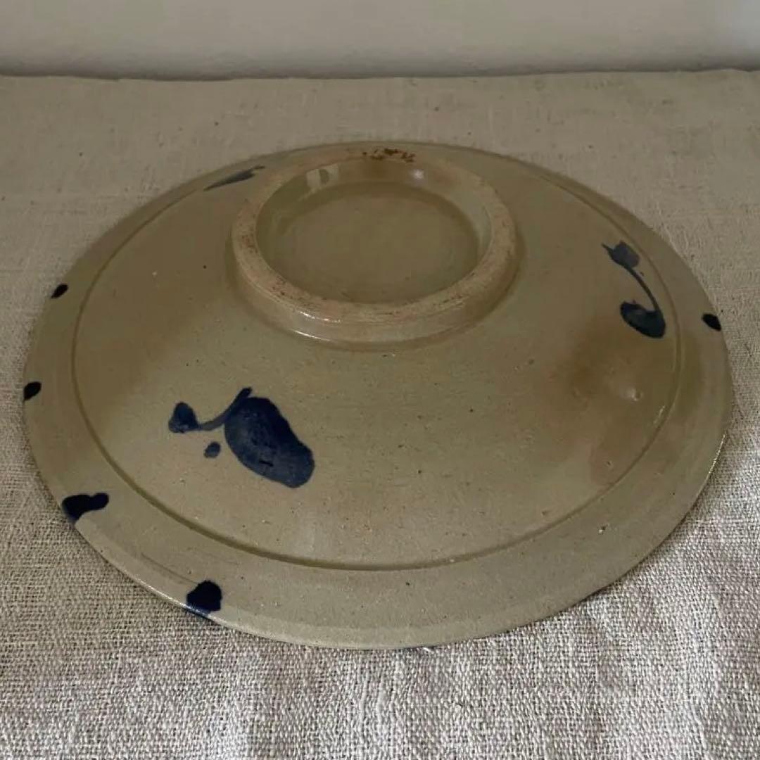 沖縄　大嶺實清　1980年代作品　黍紋様染め付け皿