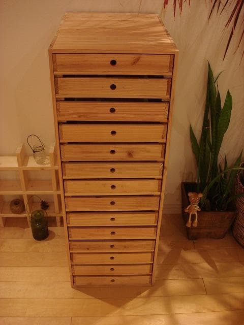 ★送料無料★サイズ変更可能B4丸穴14段小引き出し②/オーダー可能木製書類ケース