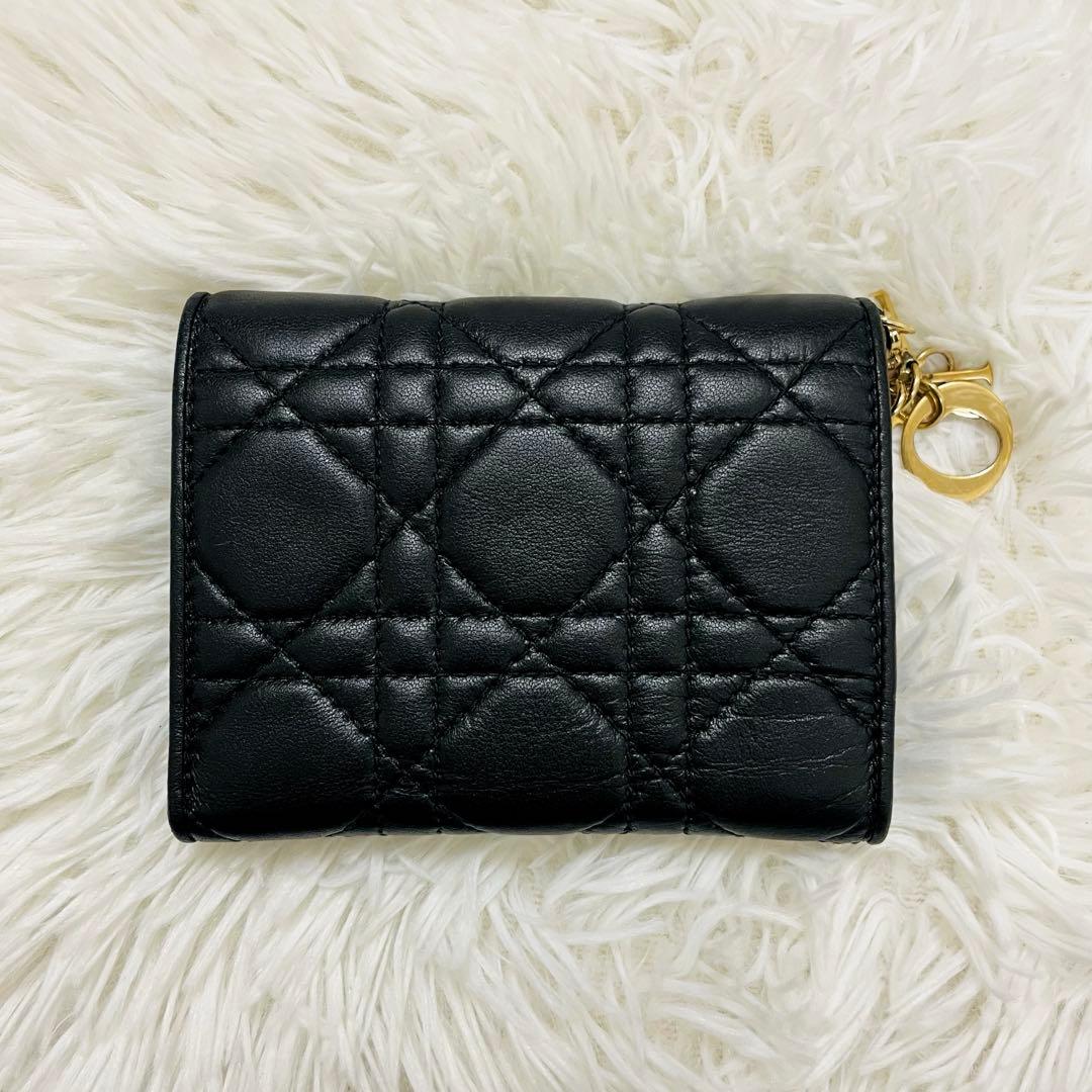 極美✨ディオール✨三つ折り財布 カナージュ ロータス キルティング 黒 現行