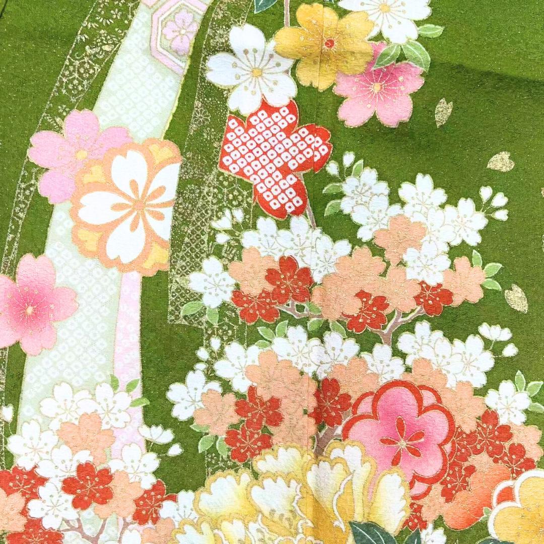 ≪早い者勝ち≫【美品】 振袖 正絹 古典柄 成人式 単品 抹茶色 S*19