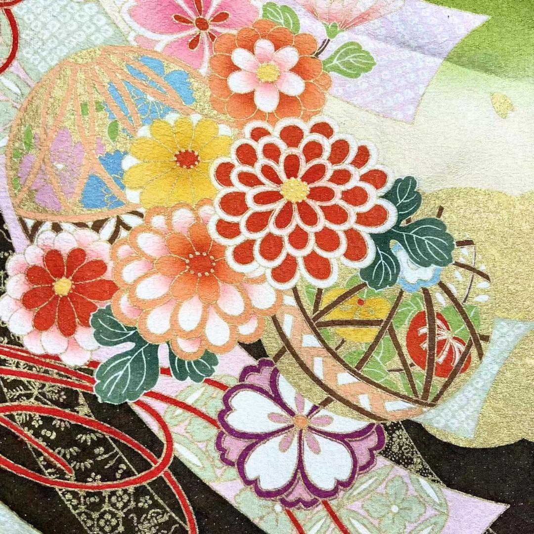 ≪早い者勝ち≫【美品】 振袖 正絹 古典柄 成人式 単品 抹茶色 S*19