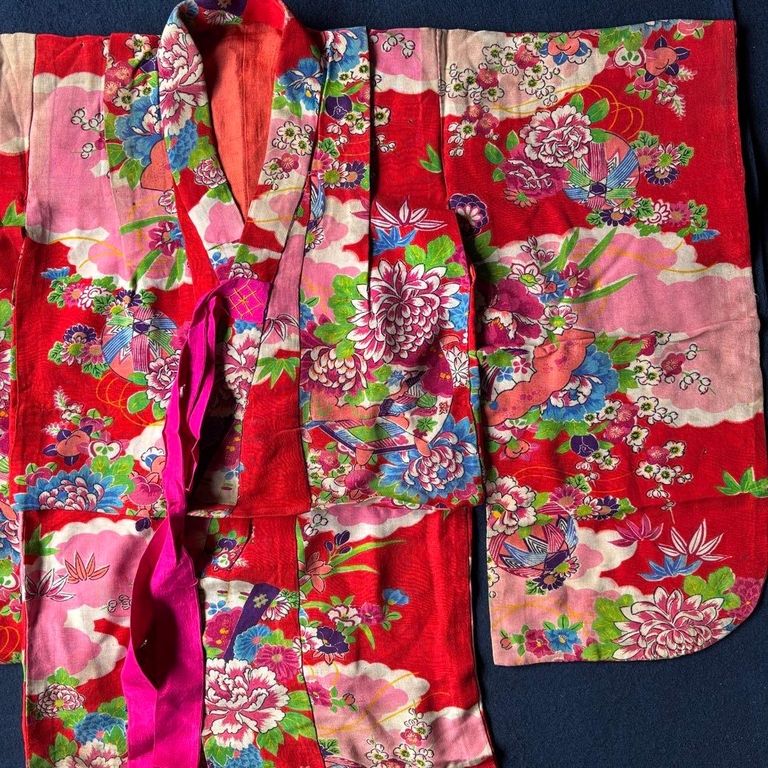 2606 アンティーク子ども着物錦紗襦袢9枚おまとめ売り材料正絹