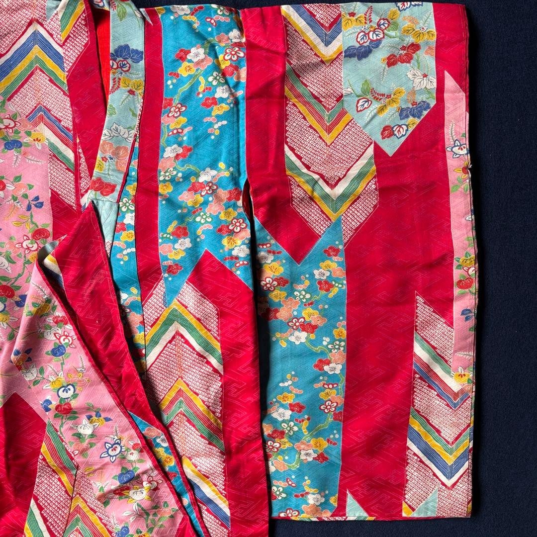 2606 アンティーク子ども着物錦紗襦袢9枚おまとめ売り材料正絹