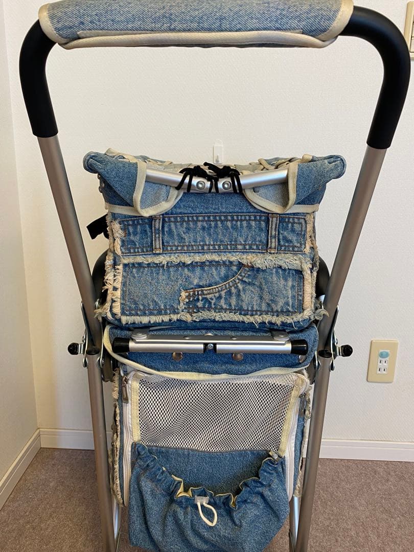 ユーピーカラーズデニム素材 二段式 ペットカート