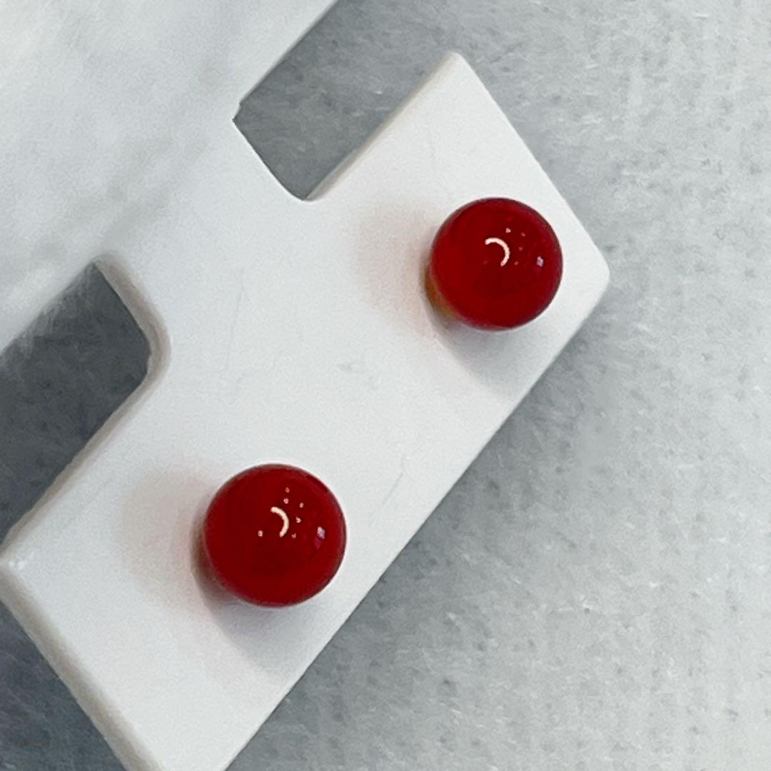 本赤 珊瑚　日本高知県産　K18YG ピアス 4.7mm アクセサリー