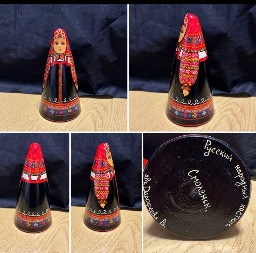 ロシア　アーティスト　ダロブエア作品　三角マトリョーシカ　3体　長期保存