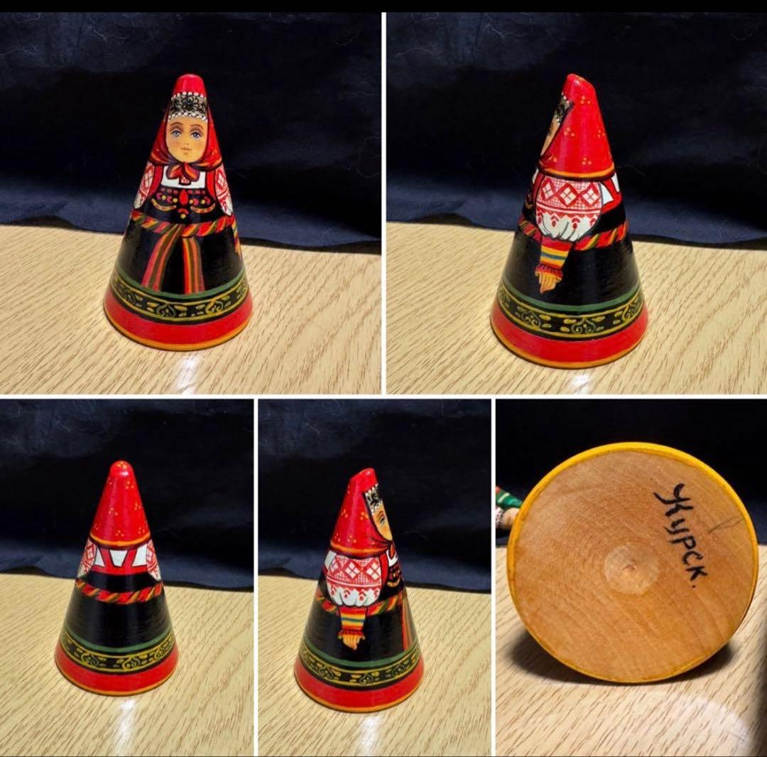 ロシア　アーティスト　ダロブエア作品　三角マトリョーシカ　3体　長期保存