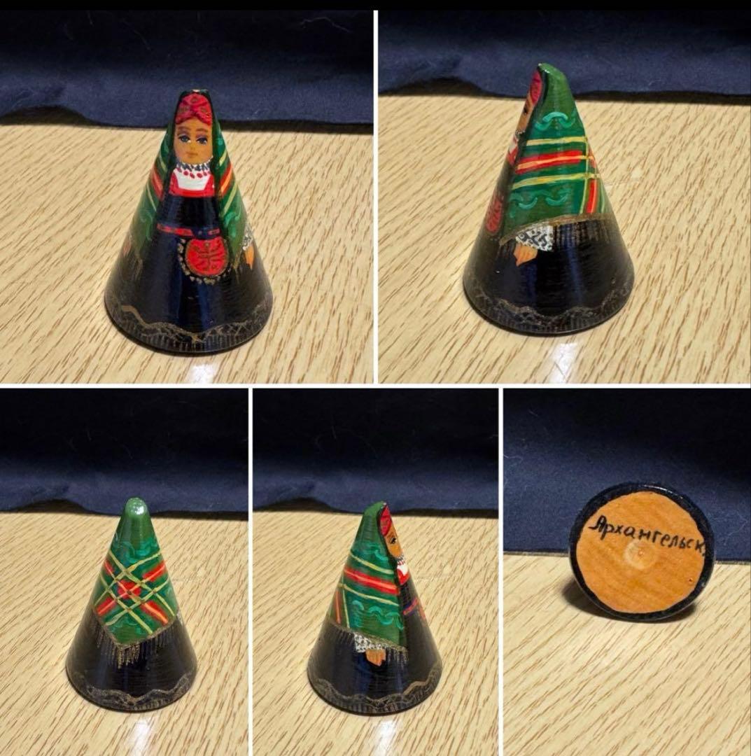 ロシア　アーティスト　ダロブエア作品　三角マトリョーシカ　3体　長期保存