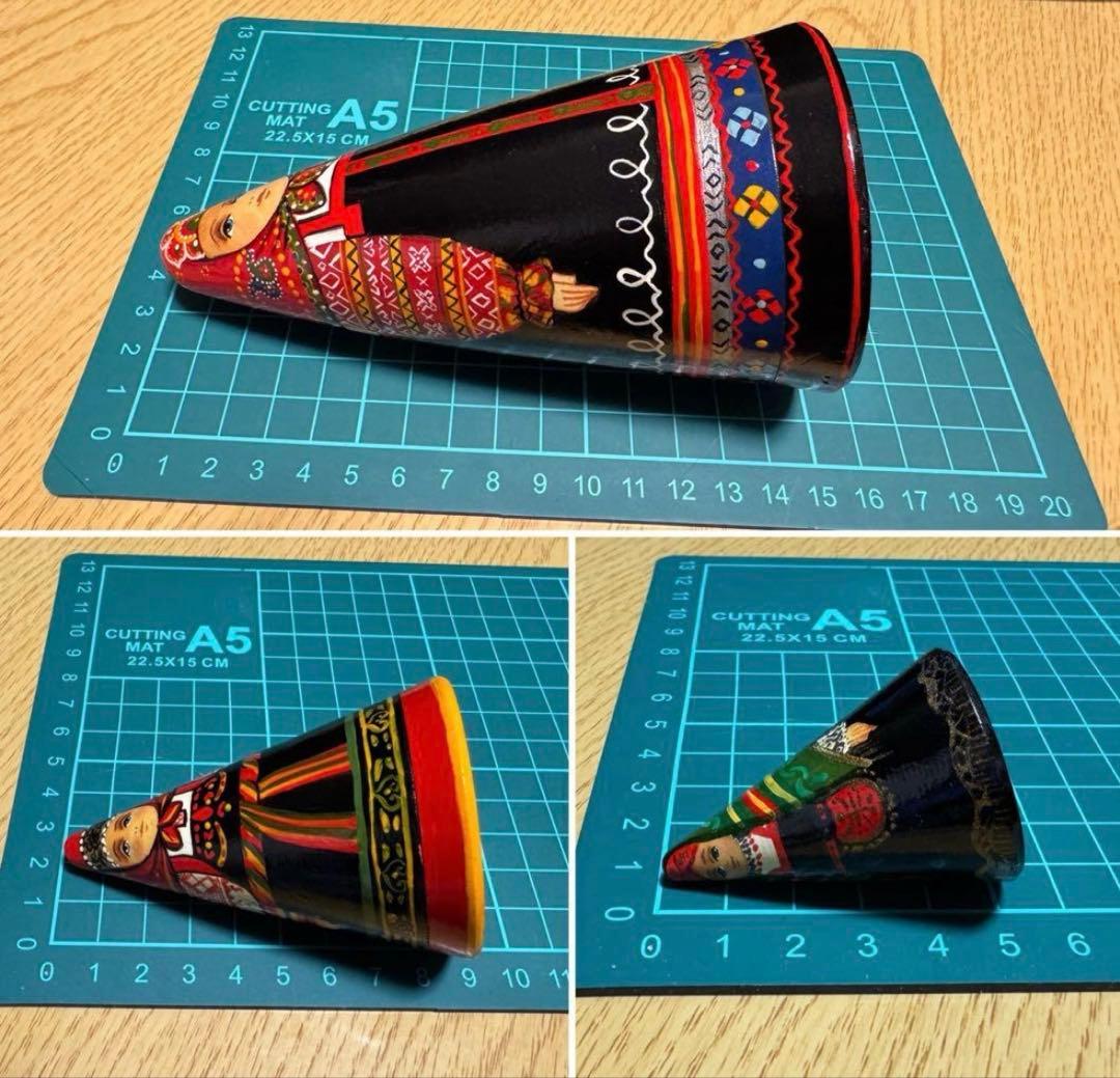 ロシア　アーティスト　ダロブエア作品　三角マトリョーシカ　3体　長期保存