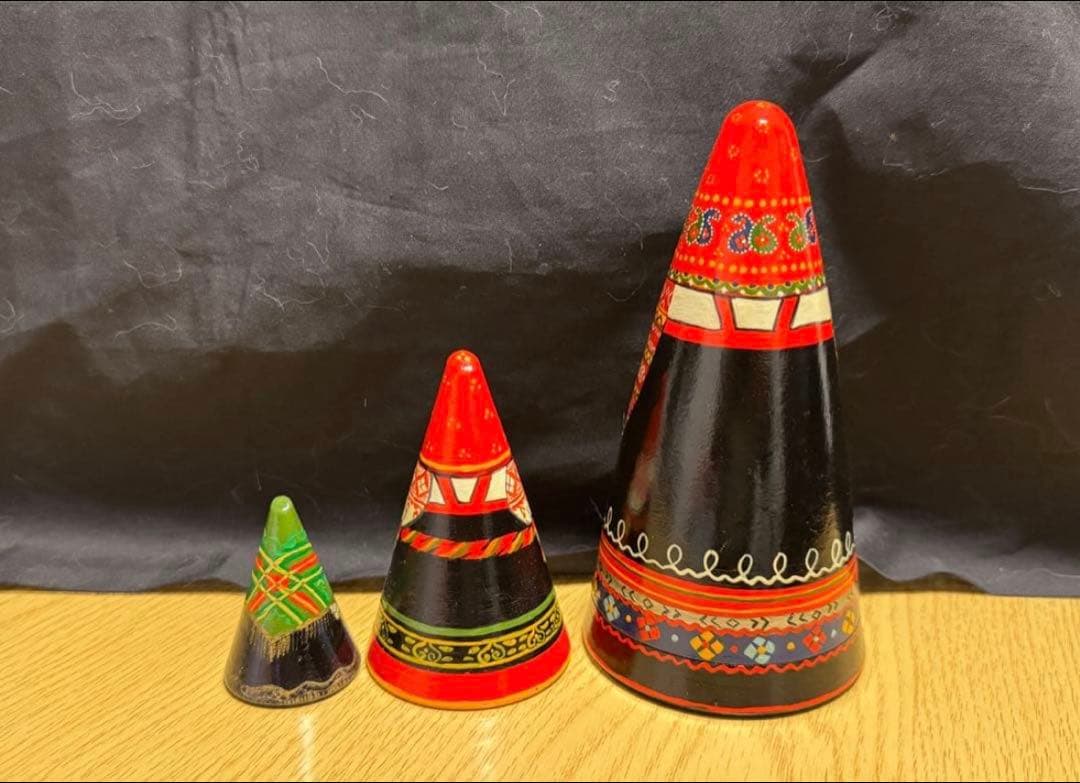 ロシア　アーティスト　ダロブエア作品　三角マトリョーシカ　3体　長期保存