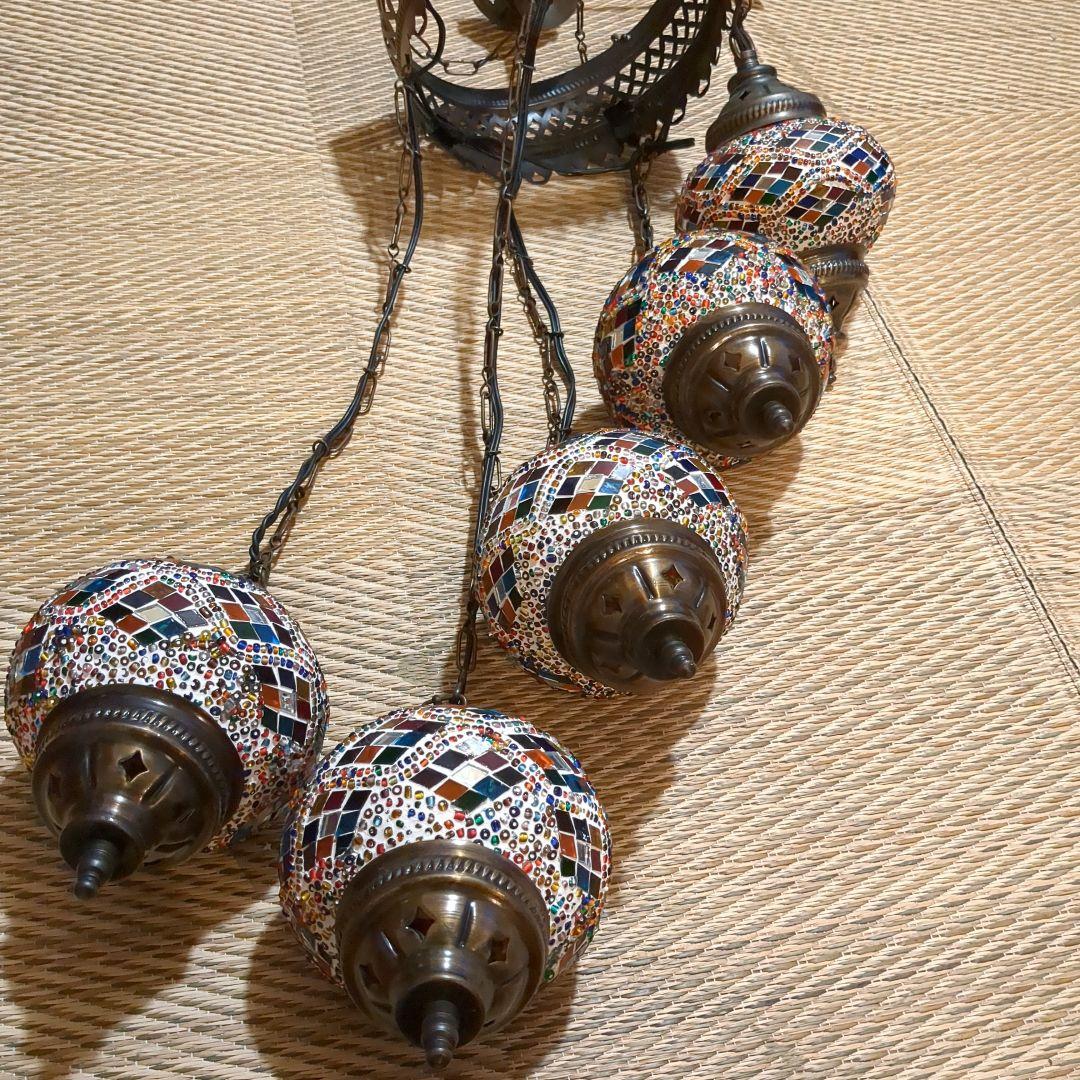 カラフルモザイク　5連トルコランプ　電球付き　引掛けシーリング