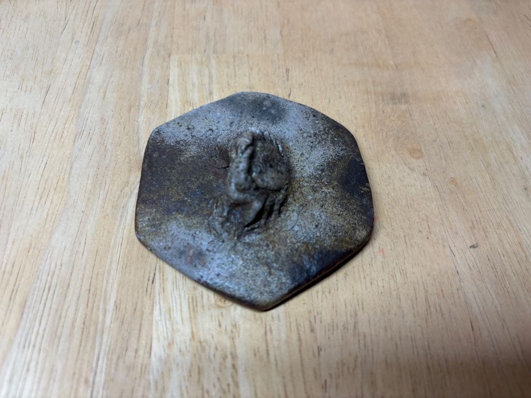 ㊿備前焼 宝瓶 登り窯 蟹 かに カニ 6角 手びねり 急須